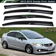 For 2012-2015 Honda Civic Sedan JDM Wavy Mugen Style Window Visors Rain Guards