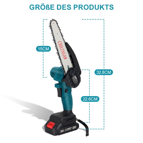 Akku Kettensäge 8Zoll Mini Elektro Kettensägen Bürstenloser Handkettensäge 2Akku - Bild 14 von 17