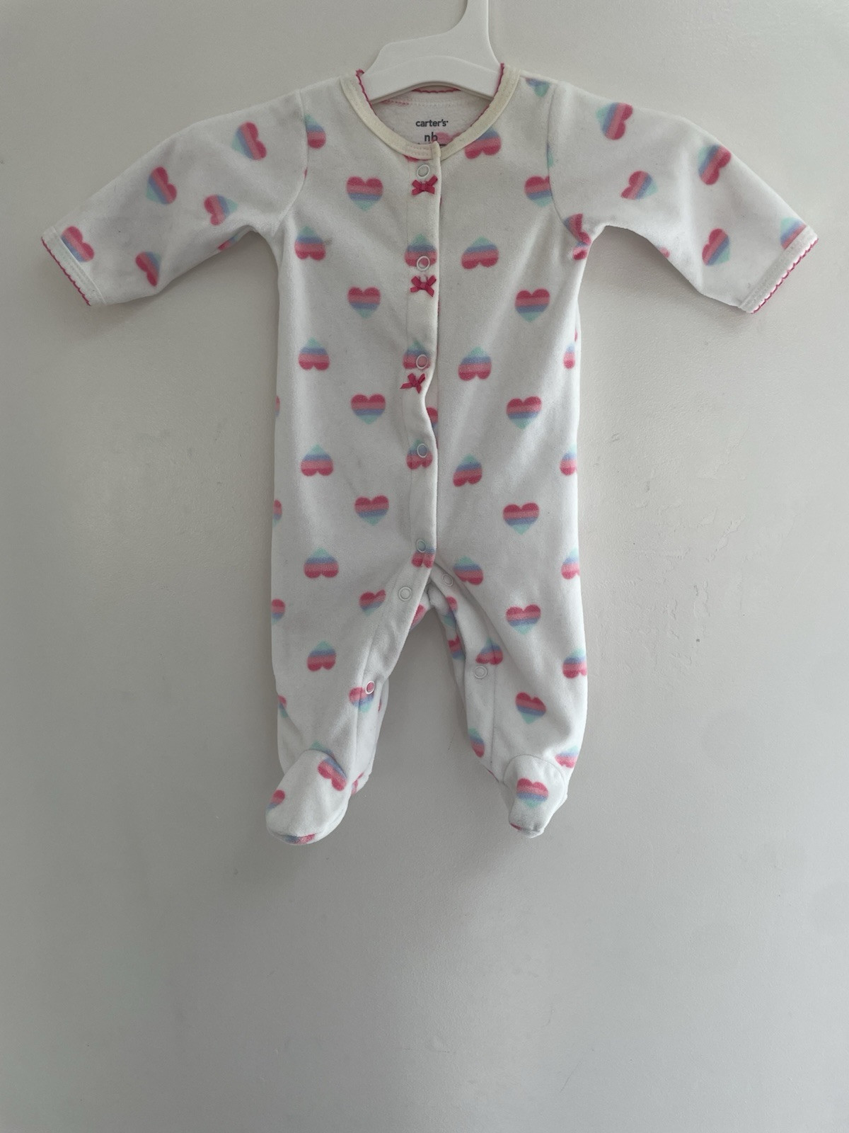 Carters Baby Girls Rainbow Heart Fleece Snap-Up Sleep & Play White Newborn