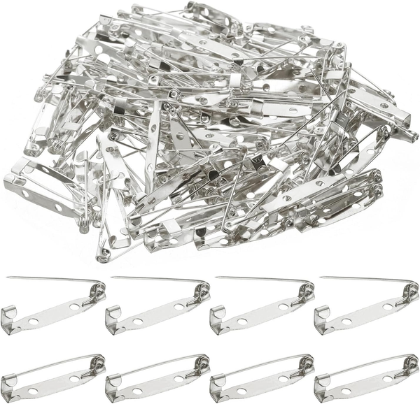 120 Stk. Sicherheitsnadel 30Mm Weiß Silber Broschenverschluss Pins RüCkenverrieg-image