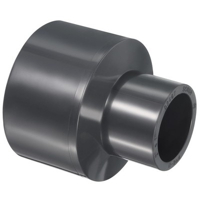 UPVC Reduzierstück Schlauchanschluss 2'' x 1'' Buchse rechts Adapter Stecker, grau