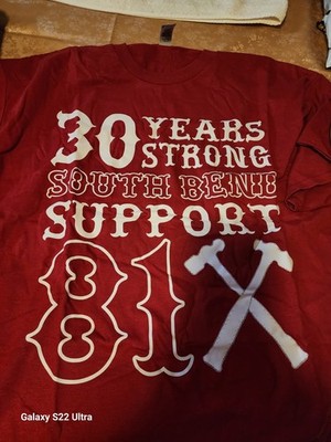 Hells Angels South Bend Support  30 Years Strong Graphic T-Shirt Red XL