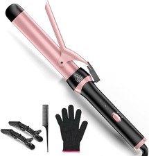 Curling Wand,1.25 Inch Curling Iron with Clamp,Extra Long Barrel Ceramic