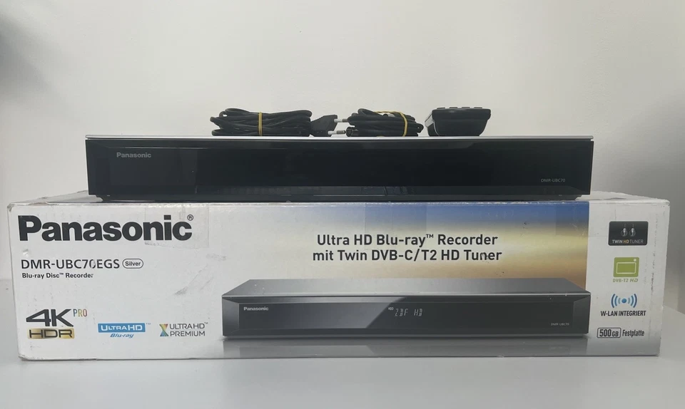 Panasonic DMR-UBC70 UHD Blu-ray Recorder mit Twin DVB-C/T2 HD Tuner - Silber...