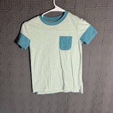 Cat And Jack T-Shirt Boys Size XS 4/5 Blue Left Pocket Short Sleeve