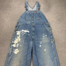 Dickies Dungarees Adult 36x34 Blue Bib Overalls Denim Work Wear Carpenter Men
