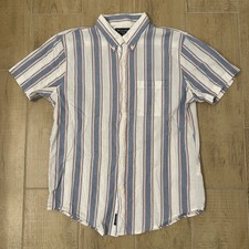 Abercrombie  Fitch Short Sleeve Striped Button Shirt White Men  s Medium