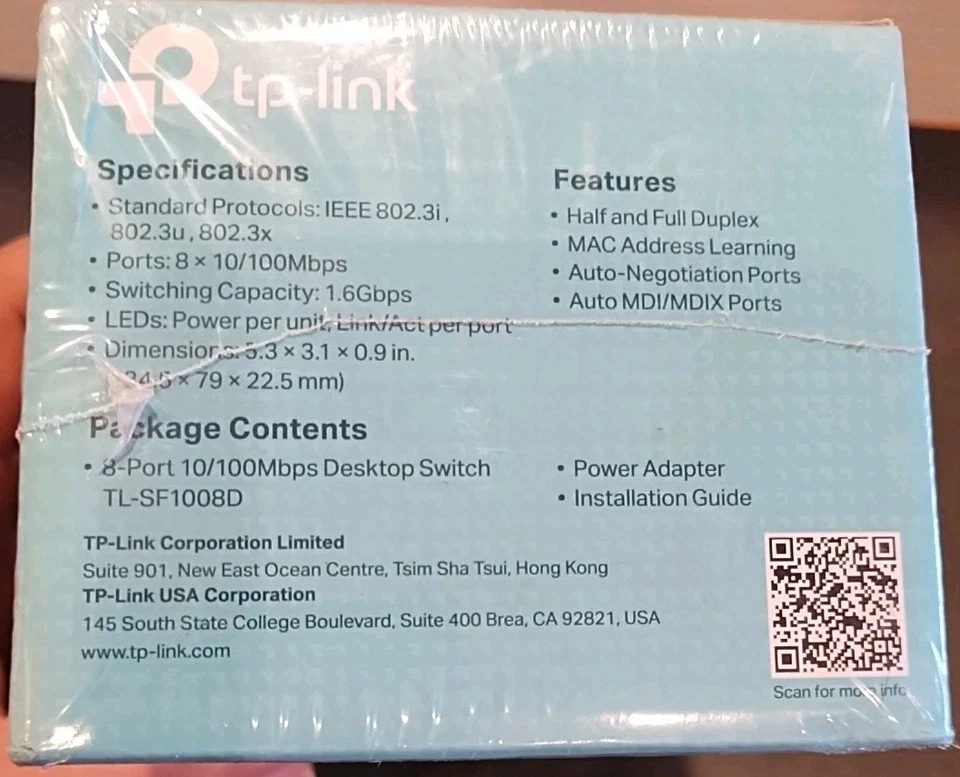 TP-LINK 8 Port Fast Ethernet 10/100Mbps Network Desktop Switch - TL-SF1008D - Image 3 of 4