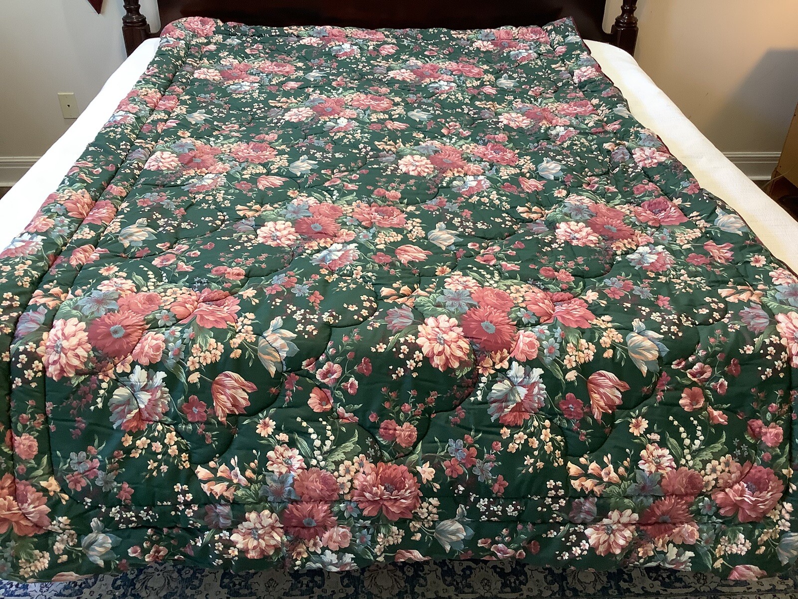 VTG Croscill Granada Green Floral Twin 8 Pc Comforter Bedroom Set Excellent Cond