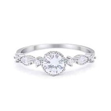 Petite Dainty Wedding Ring Simulated Cubic Zirconia 925 Sterling Silver