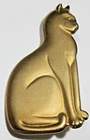 VTG Brushed gold tone mtl KITTY CAT big large Brooch Pin Fashion Costume Jewelry