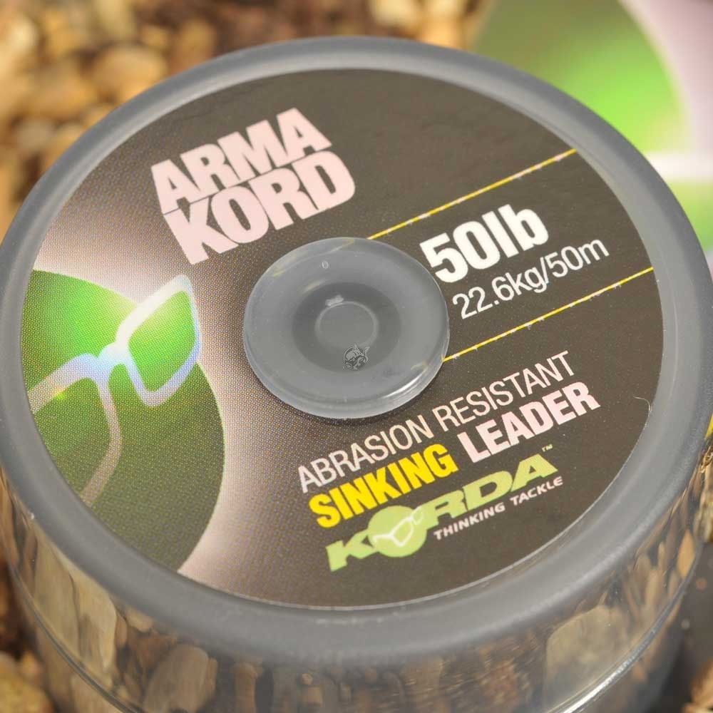 Korda Arma Kord Sinking Braided Fishing Shock Leader 50lb 50m - Fishing Leader