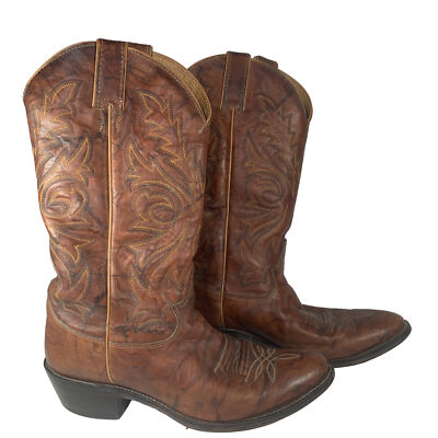 JUSTIN Cowboy Boots Men\'s Genuine Brown Leather Size: 8.5 D VINTAGE JUSTIN 8301 Vintage Brown Teju Lizard Pointed Toe Cowboy  main image 2