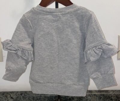 Girls Sz 2xs Gray Sweatshirt “Thankful” LS Ruffle Top NWOT | eBay