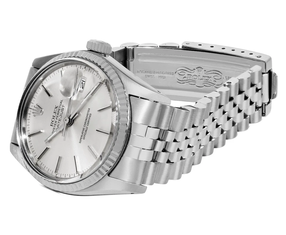 Rolex Quickset 36 mm acero inoxidable índice plateado bisel estriado Jubilee Datejust Foto 3 de 4