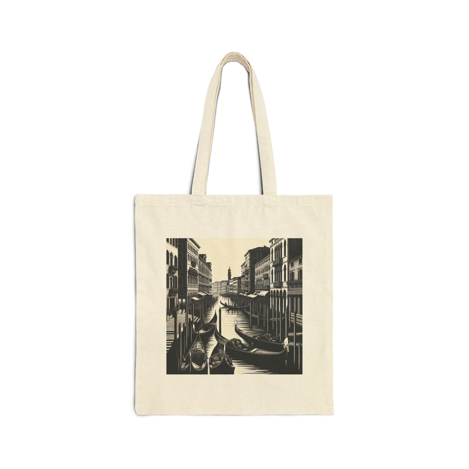 Cotton Canvas Tote Bag 15x16 Venice Canal Gondola Art Deco Elegance Travel Italy