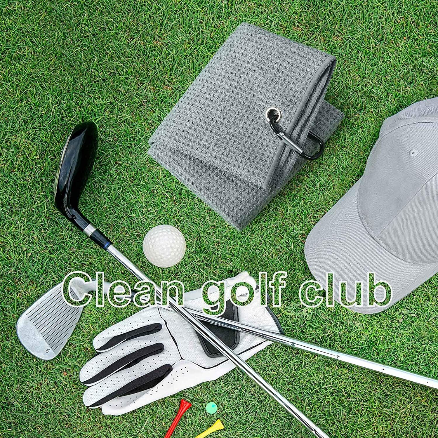 Premium colored microfiber golf towels 16" X 24" with carabiner clip