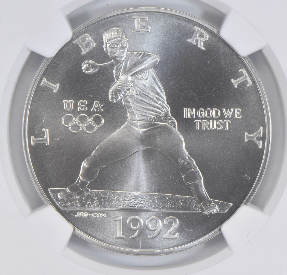 1992 D Olympic Baseball Commemorative Silver Dollar NGC MS70 - Image 3 of 4