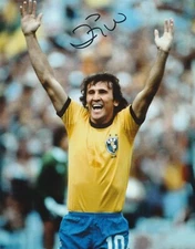 Zico Hand signed 10x8 Inch Brazil photo