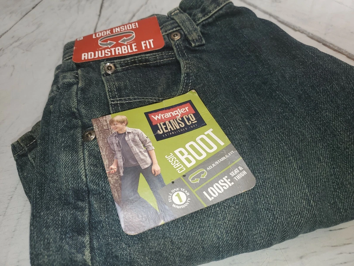 Boys Wrangler Classic Loose Boot Cut Blue Denim Jeans Size 10 Husky New