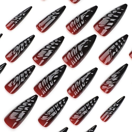24pcs Stiletto Fake Nials Long Almond Press on Nails French Nail Tips DIY - Picture 7 of 20