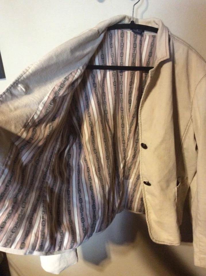 女式 Gap 弹力灯芯绒夹克象牙色 16 码 — 第 4/4 张图片