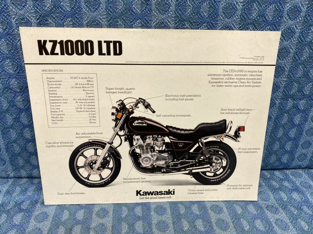 1982 Kawasaki KZ100 LTD Motorcycle Original Sales Brochure / Flyer