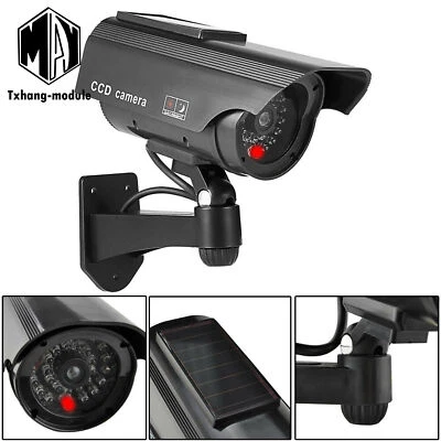 GCSUPERMARKET Solar Powered Dummy Security Camera CCTV Surveillance Cam Fake IR LED Power A2TM