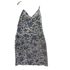 Vtg Tommy Hilfiger Blue/White Mixed Pattern Spaghetti Strap Cotton Dress Size M