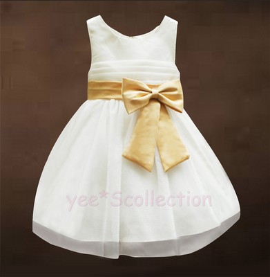 white and gold flower girl dresses