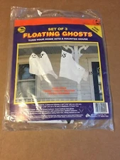 NEW VINTAGE HALLOWEEN FLOATING GHOSTS 3PK (EACH GHOST 36"X36") 1993 SEALED!