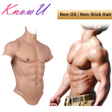 KnowU Breastplate Silicone Male Fake Chest Muscle Body Suit Cosplay Crossdress