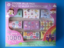 BRIGHT FUN COLORFUL VARIOUS PRINCESS GIRL STICKERS OVER 1000 9 ROLLS BOX NEW 