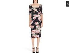 DOLCE & GABBANA AUTHENTIC  BLACK ROSE  FLORAL  DRESS SIZE 42
