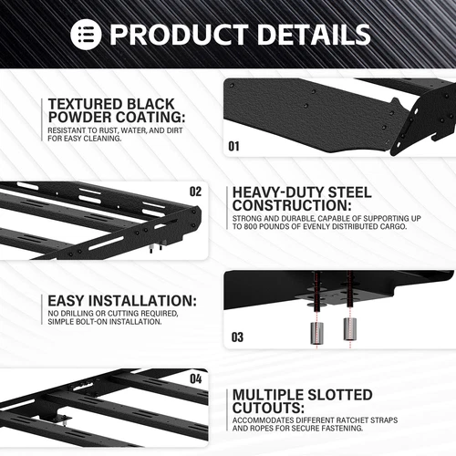 800 LBS Full Size Roof Rack Cargo Basket For 2010-2024 Toyota 4Runner 5th Gen - Picture 6 of 12