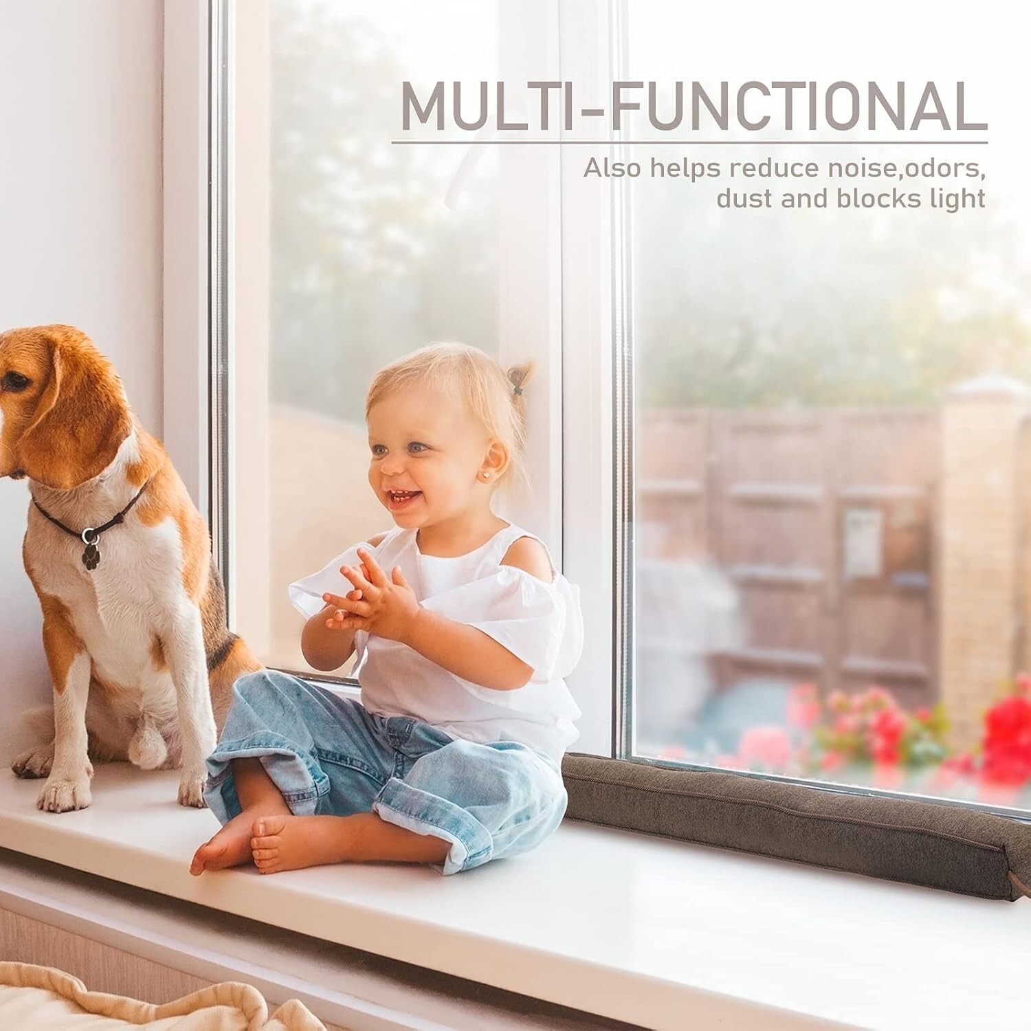 KAKICLAY 32 Weighted Draft Stopper for Bottom of Doors and Windows Heavy Duty