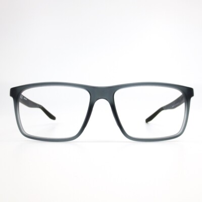 Nike Eyeglasses Frames 7116 061 Matte Clear Smoke Gray Red Logo Square 56-15-140
