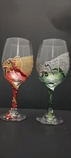 Handpainted Wine glasses Dragons (dragon Wrapped)