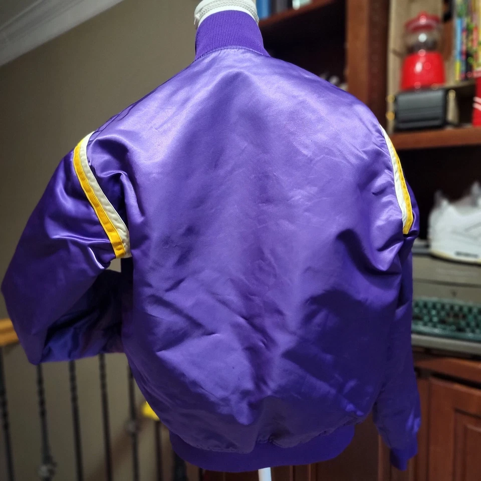 Chaqueta satinada vintage de Los Angeles Lakers NBA púrpura Starter para hombre M *envío gratuito* Foto 2 de 4