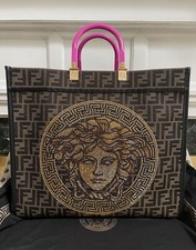 New Fendi X Versace Fendace Collaboration Sunshine Ff Medusa Shopper Tote Bag