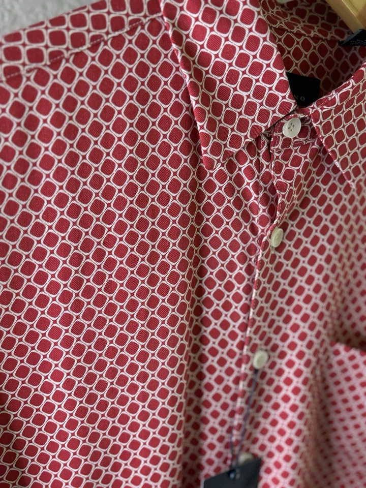 Polo Toscano Talla S Mezcla Seda Bolsillo Rosa Oscuro Patrón Geométrico Foto 3 de 4