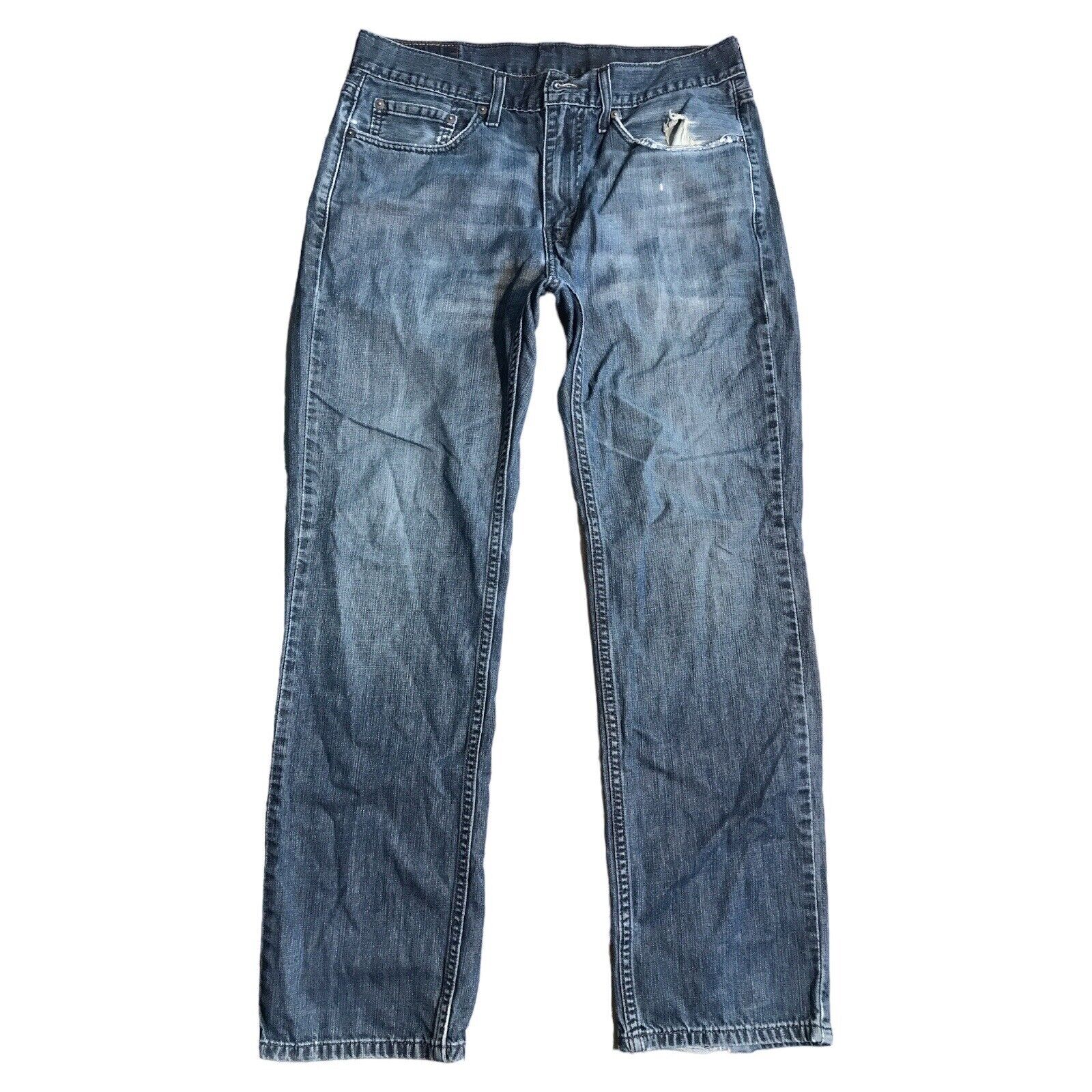 Levis 514 Straight Denim Faded Blue Jeans Mens Ta… - image 2