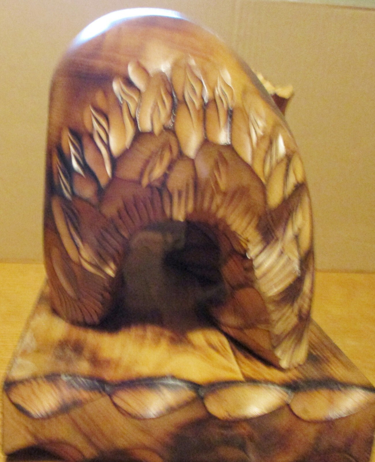 Rare Vintage Large Japan Ainu Bear with Salmon Hokkaido with Freestanding Base