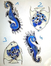 Kolor okna, 1 bardzo ładna ryba + 2 koniki morskie obraz okna, dekoracja łazienki (2.0)