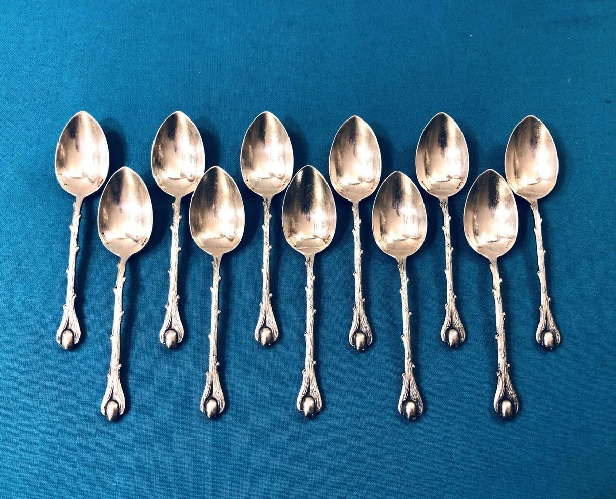 11 cuillères à moka DEETJEN modèle GRAIN DE CAFE métal argenté Couvert 10,5 cm