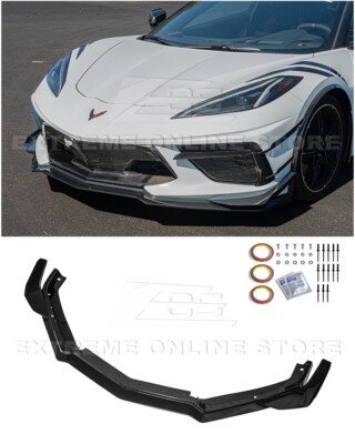 Z06 Style Hydro-Dipped Carbon Fiber Front Splitter & Canards 20-Up Corvette C8