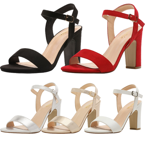 Women Ankle Strap Open Toe Chunky Heel Sandals Pump Dress Shoes