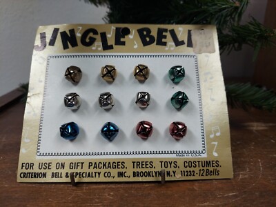 Vtg Criterion Bell Co Multicolored Jingle Bells Twelve (12) Ct Original Card NOS