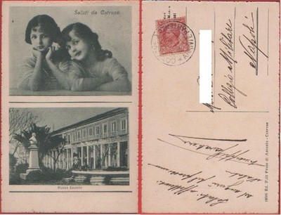 AK Gruss aus Baumwolle (Crotone). Piazza Lucente. gereist 1918