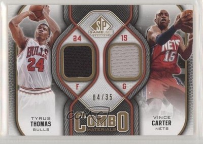 2009 SP Game Used Combo Materials Level 3 4/35 Tyrus Thomas Vince Carter HOF 7y2